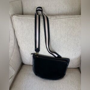 Anthropologie Black Leather/suede Crossbody Bag with two Straps